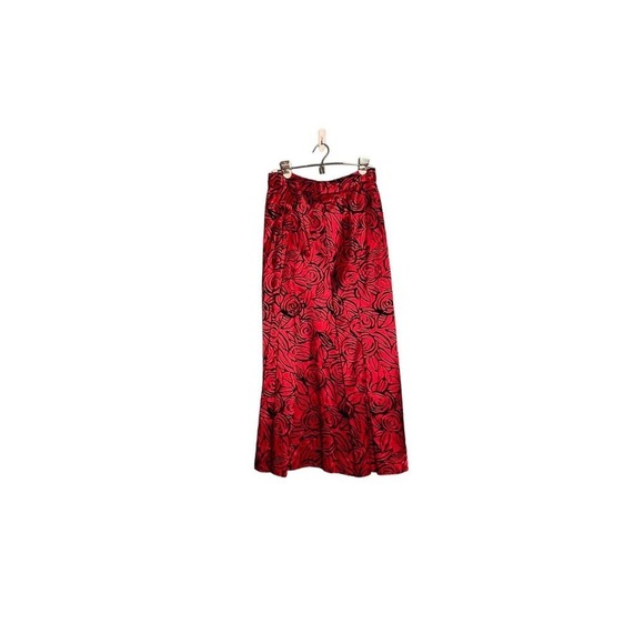 Chetta B Evening Long Formal Red/Black Floral Skirt Size 8 - Picture 2 of 9